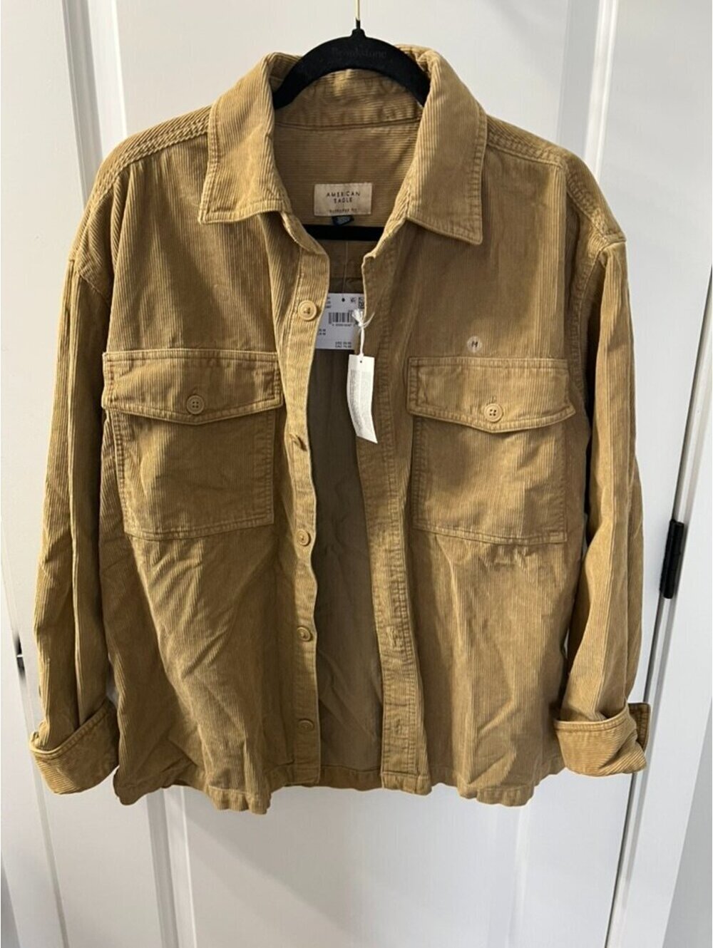 NWT American Eagle Men's Corduroy Shacket Oversized Fit Tan Beige Jacket Medium